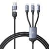 100W háhraða 6 in 1 gagna- og hleðslusnúra (1,5m) - USB-A & USB-C í Lightning, USB-C & Micro-USB