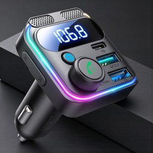 FM sendir með Bluetooth 5.4 FM + 81W bílahleðslutæki (USB-C & USB-A )